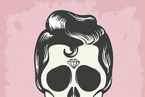 Men Sugar Skull With Hair