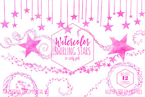 Watercolor Twinkle Stars in Pink, an Object Illustration by ClipartBrat Graphics