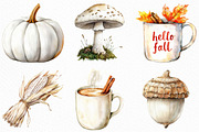 Watercolor White Fall Clipart, an Illustration by Craft Nest (Thumbnail 2 of 6)