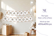 Birthday Bunting Banner Cards Mockup, an Advertising Mockup by Mie Mockup Studio (Thumbnail 5 of 6)