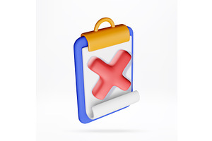 3d clipboard with red cross mark on, an Object Illustration by Abscent