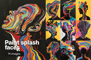 74 Paint splash faces, a Person Illustration by Handmadefont