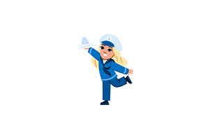 Young sailor girl playing with paper, an Illustration by pikepicture