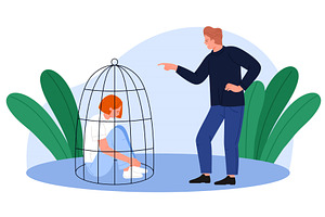 Toxic parent child relationships, a Person Illustration by Flashvector