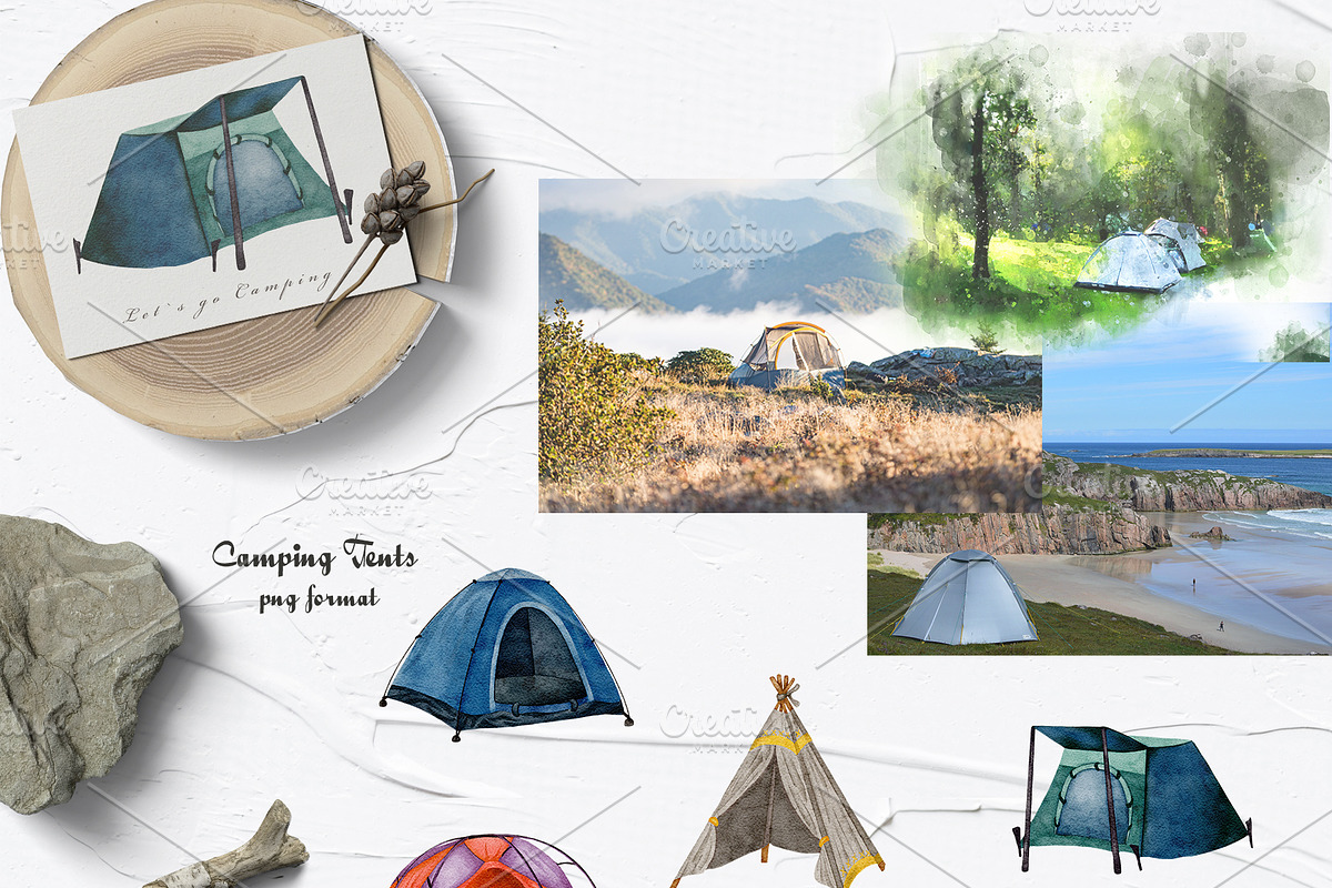 Wild Camping Watercolor Collection, a Sport Illustration by BarvArt (Photo 7 of 22)