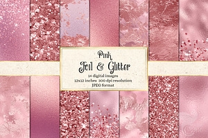 Pink Foil And Glitter Textures