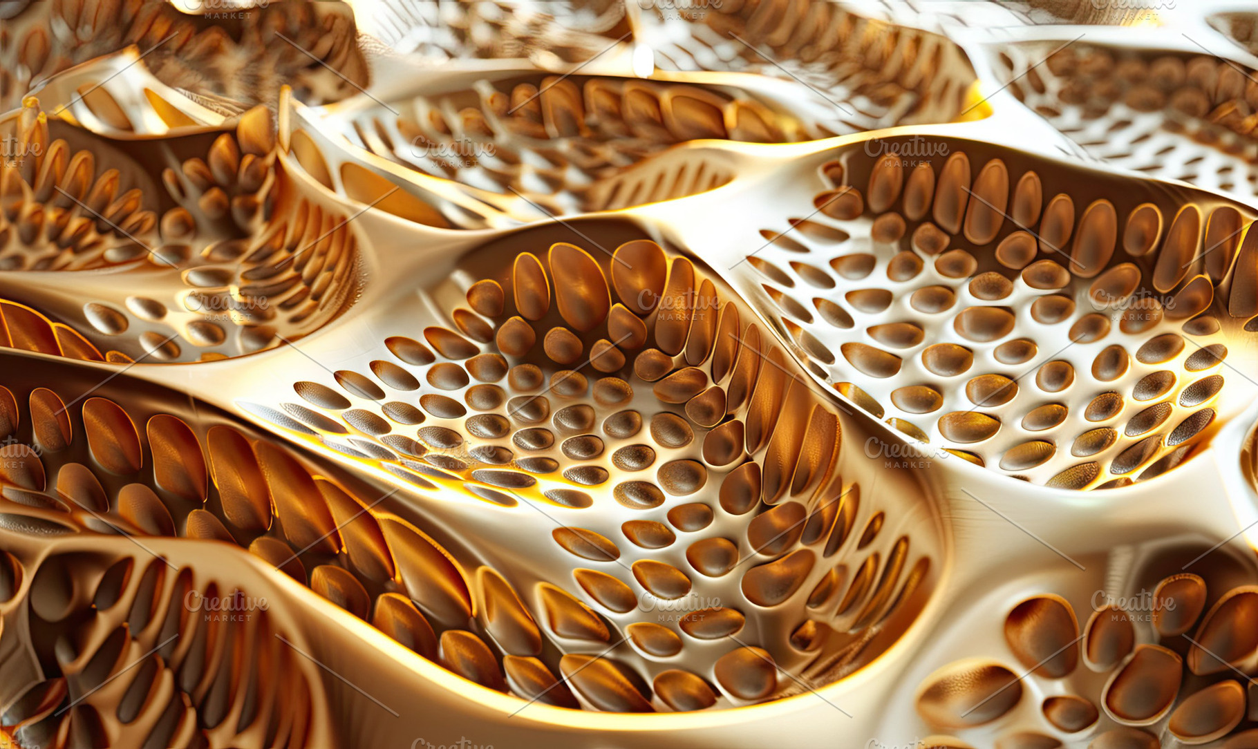 3D pattern on a glossy gold backgrou, a Photo by LOGOCREATIVE