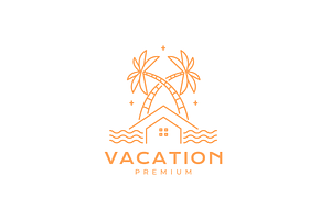 beach vacation line logo, a Branding & Logo Template by devastd