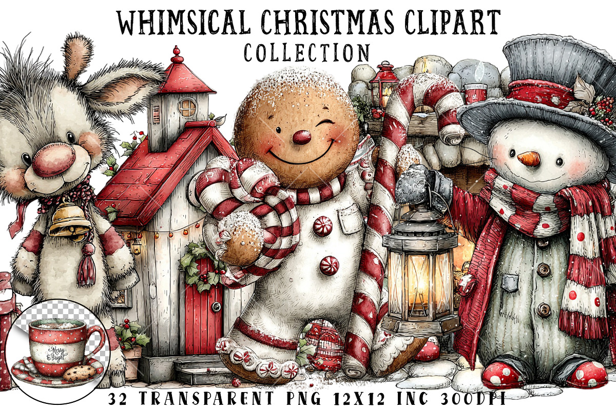 Whimsical Christmas Clipart, an Illustration by OK Design (Photo 1 of 6)