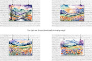 Watercolor Mountain Landscapes Set 5, a Decorative Illustration by Kat's Artful Creations (Thumbnail 2 of 10)