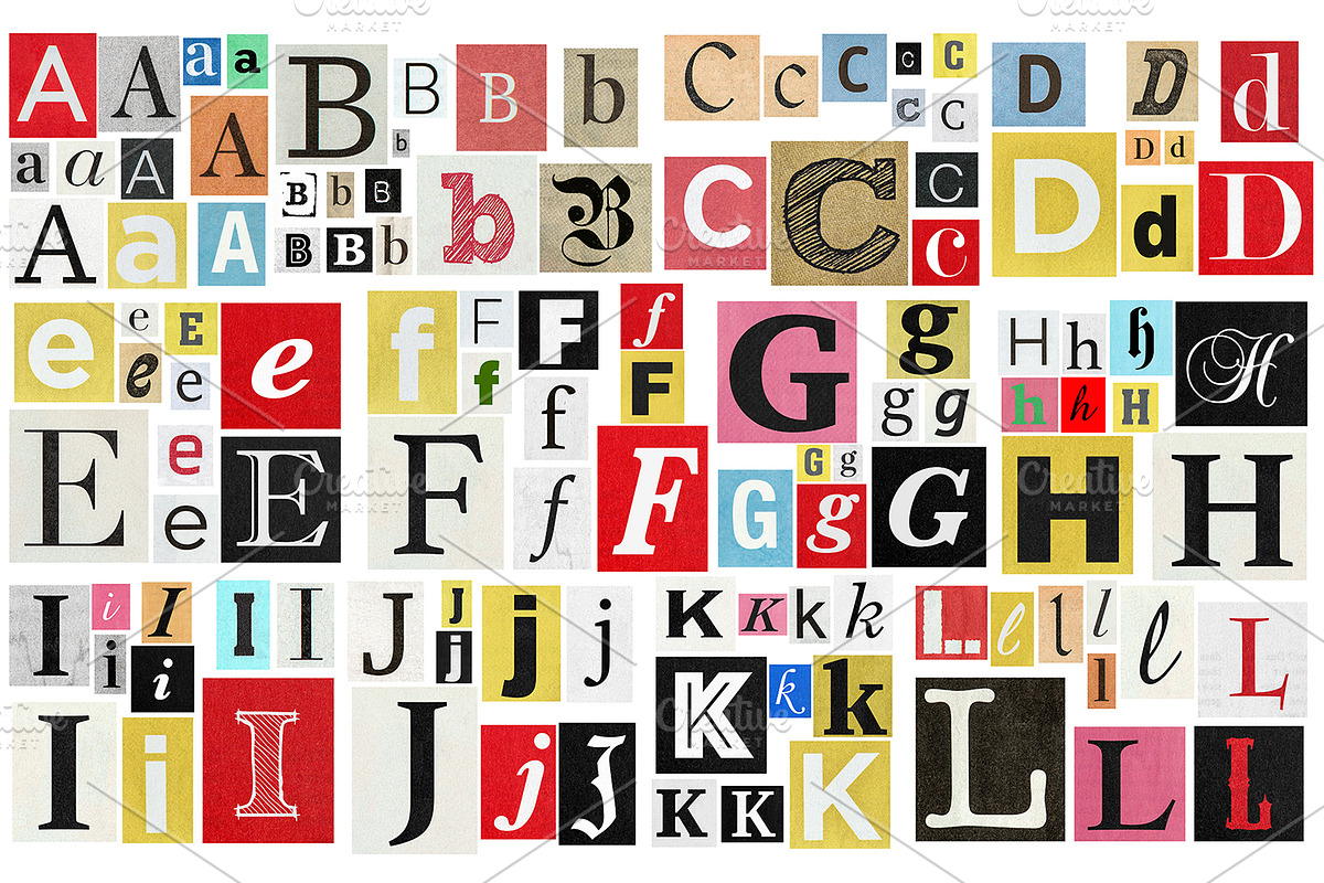Ransom note alphabet Paper cut letter