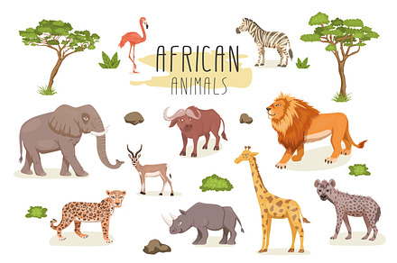 Vector African Savannah Animals., an Animal Illustration by Gomolach