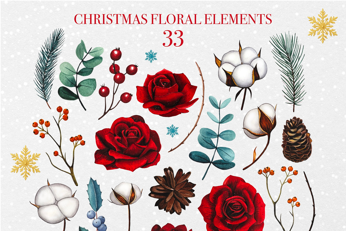 Christmas Magic Watercolor Clipart, a Seasonal Illustration by DiashaArt (Photo 8 of 18)