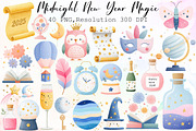 Midnight New Year Magic Clipart, an Illustration by Sublimation Artist (Thumbnail 1 of 6)