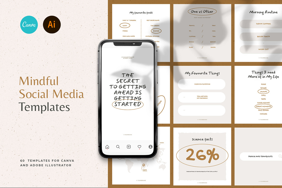 CANVA Mindful Social Media Templates, a Social Media Template by AndrewPixel (Photo 1 of 11)