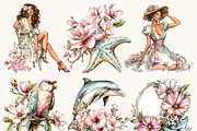 Orchid Beach Summer Clipart, a Seasonal Illustration by BusyDaydesign (Thumbnail 4 of 9)