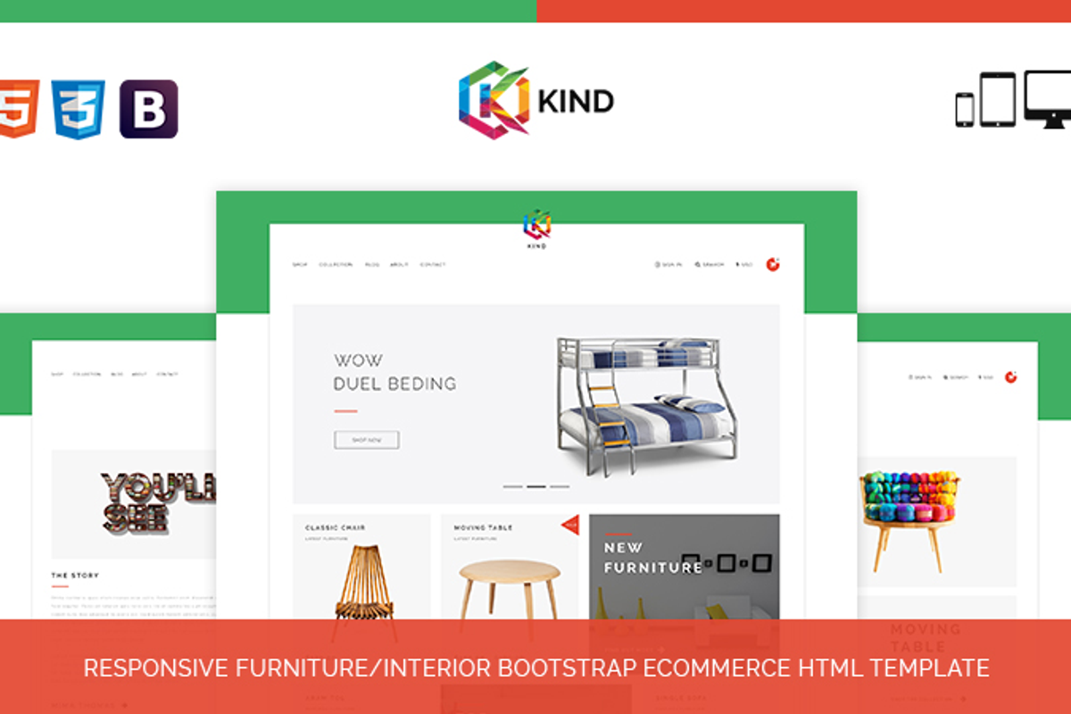 Kind - Furniture HTML Template, a Shopify Template by ThemeTidy Shopify Agency (Photo 1 of 2)
