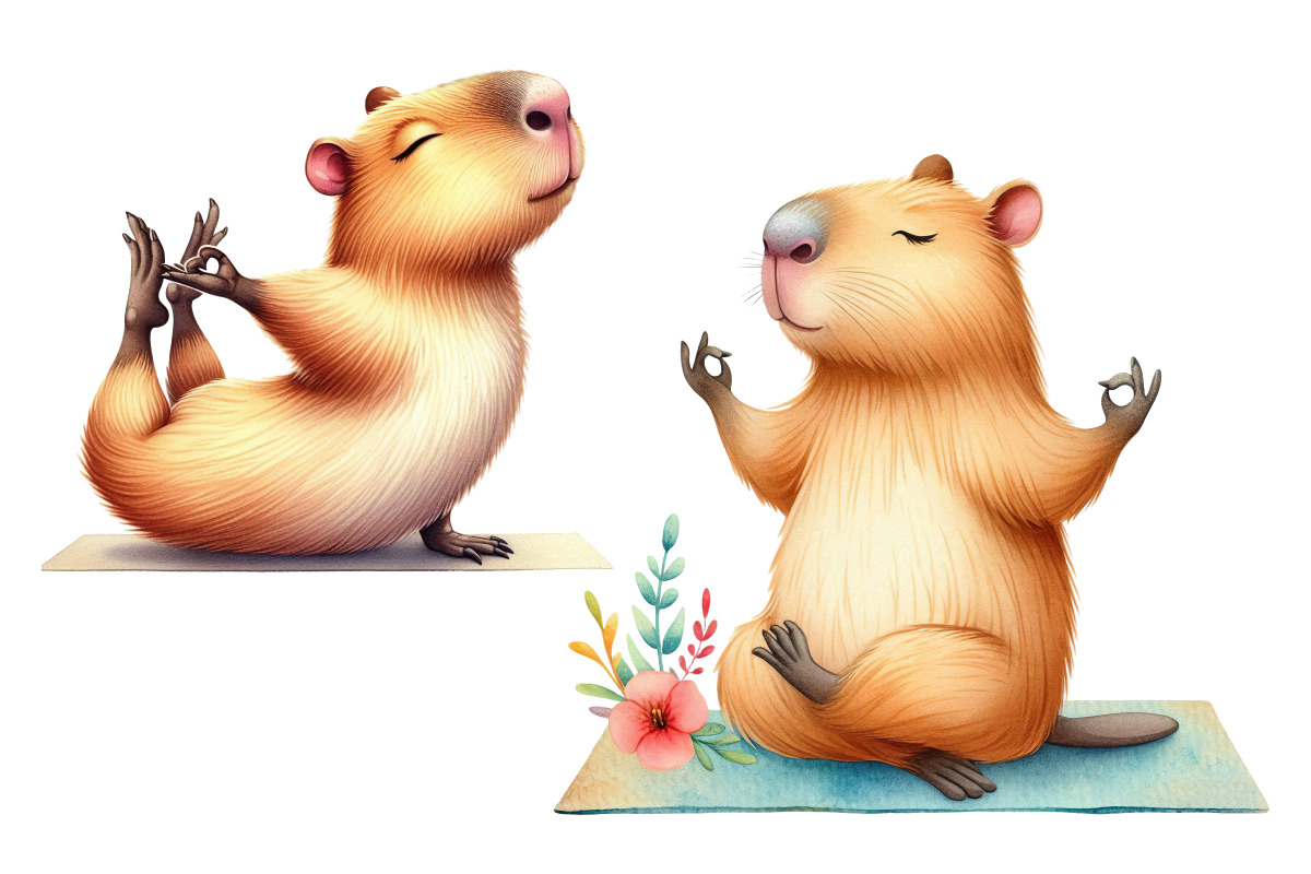 Capybaras yoga PNG collection, an Animal Illustration by Whimsy Brush Studio (Photo 7 of 9)