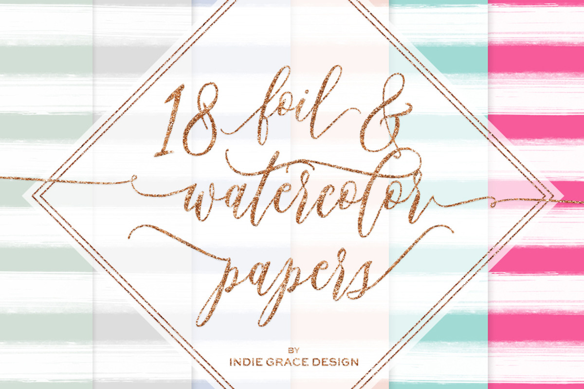 Watercolor Stripes Gold Foil Papers, a Pattern Graphic by Indie Grace Design (Photo 3 of 3)