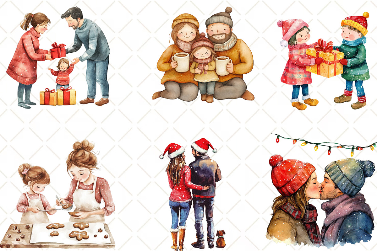 Christmas Family Clipart, an Illustration by Black Bird Studio (Photo 2 of 6)