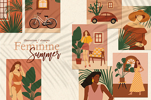 "Feminine Summer" Illustrations Set