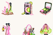 Neon Witch Clipart Bundle, a Seasonal Illustration by BusyDaydesign (Thumbnail 3 of 9)
