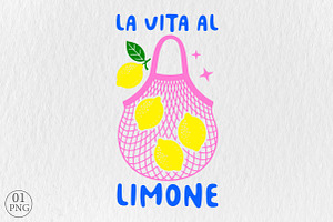 La Vita Al Limone PNG Sublimation, an Illustration by Libby Wishes