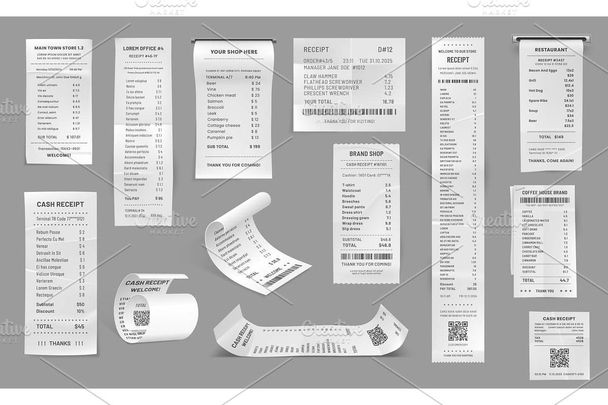 Shop receipt, cash paper bill, a Finance Illustration by Vector Tradition