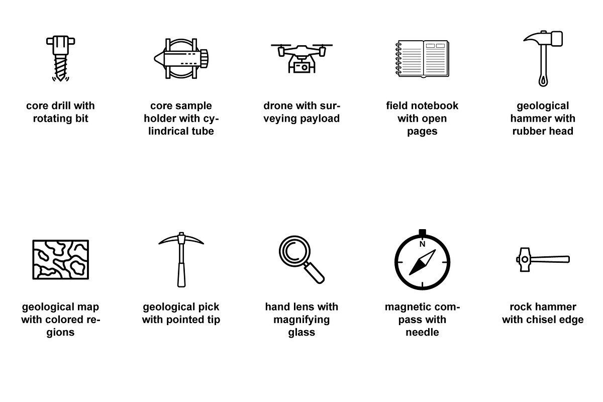 Geological surveying Icon Set, an Outline Icon by Nurlan's shop (Photo 2 of 3)