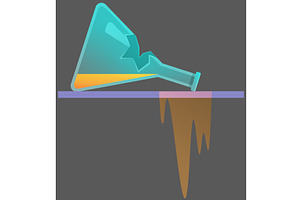 Broken laboratory beaker sign. Test, an Illustration by robuart