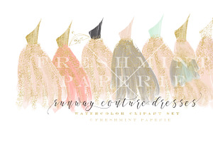 runway couture watercolor dresses