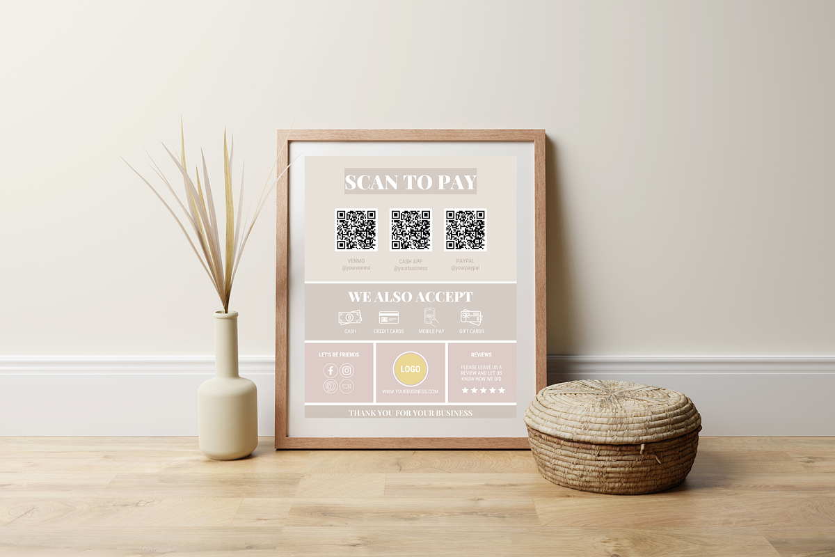 Beige Scan to Pay Sign, a Poster Template by SunshineStudioBoutique (Photo 8 of 10)