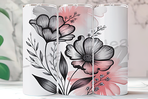 3D Black Floral Ink Tumbler, a Background Photo by LamanAzalea
