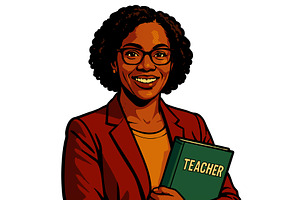 Smiling Female Teacher Holding Book, an Education Illustration by AlexArt