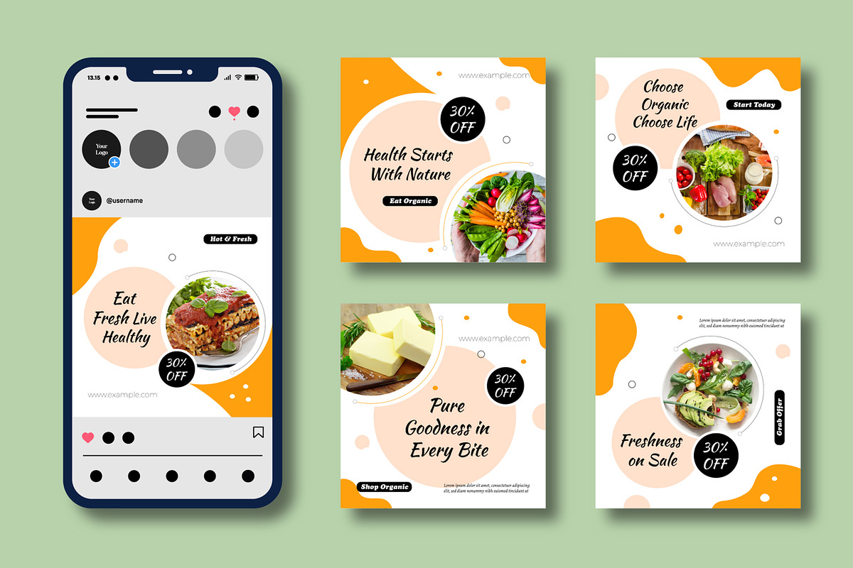 Food Promotion Social Media Template, a Social Media Template by MightyDesign (Photo 2 of 8)