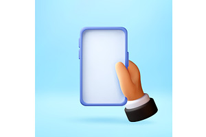 3D Hand holding smartphone with, a Technology Illustration by Abscent