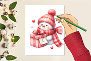 Valentine Cute Snowman Clipart, an Illustration by DreamCafeArt (Thumbnail 4 of 6)
