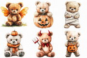 Halloween Teddy Bear Clipart Bundle, an Illustration by Craft Nest (Thumbnail 4 of 6)