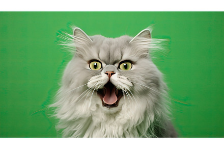 cat with funny face on pink, an Animal Photo by Neirfy