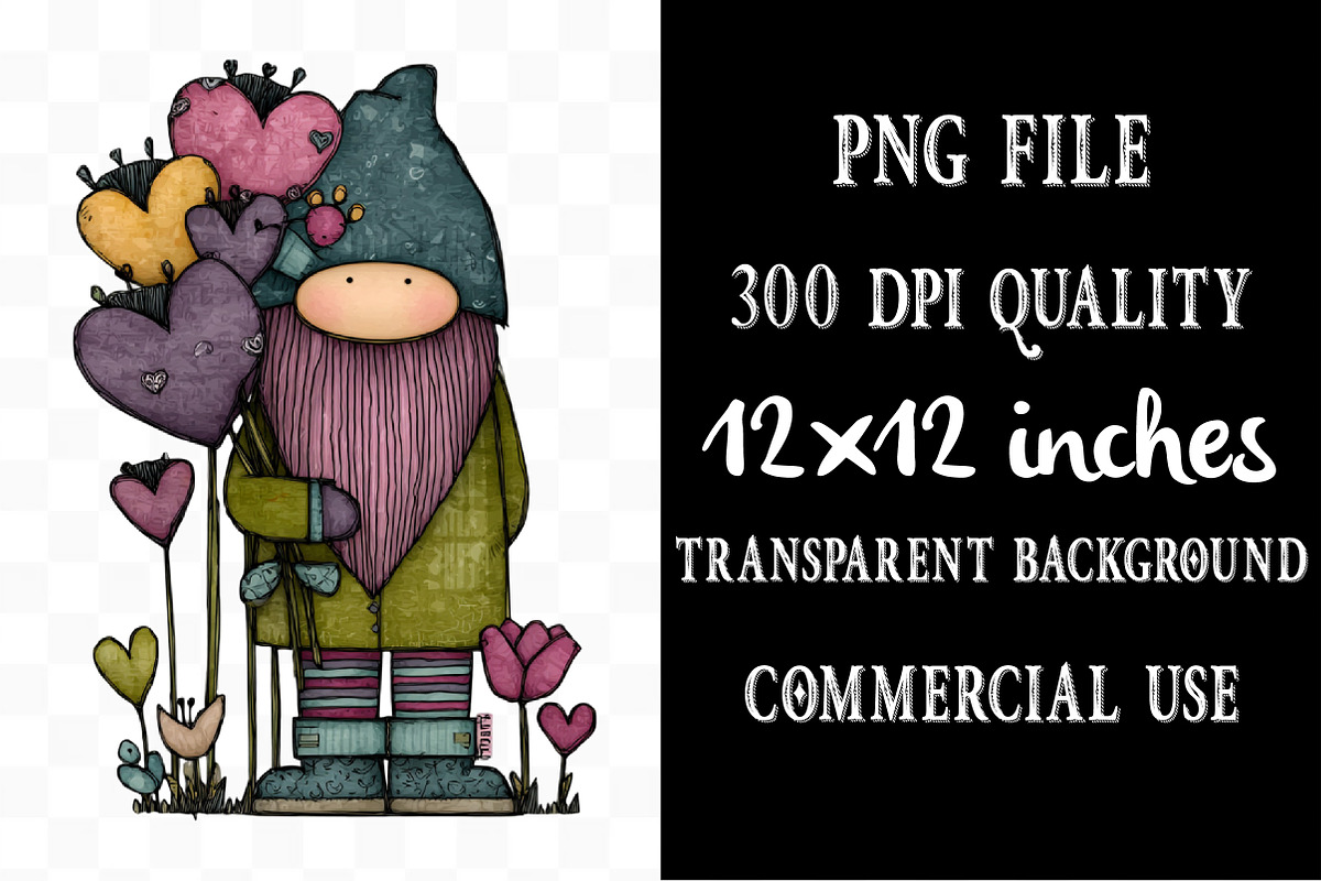 Valentine's Gnome with Flowers, an Illustration by Designking (Photo 4 of 5)