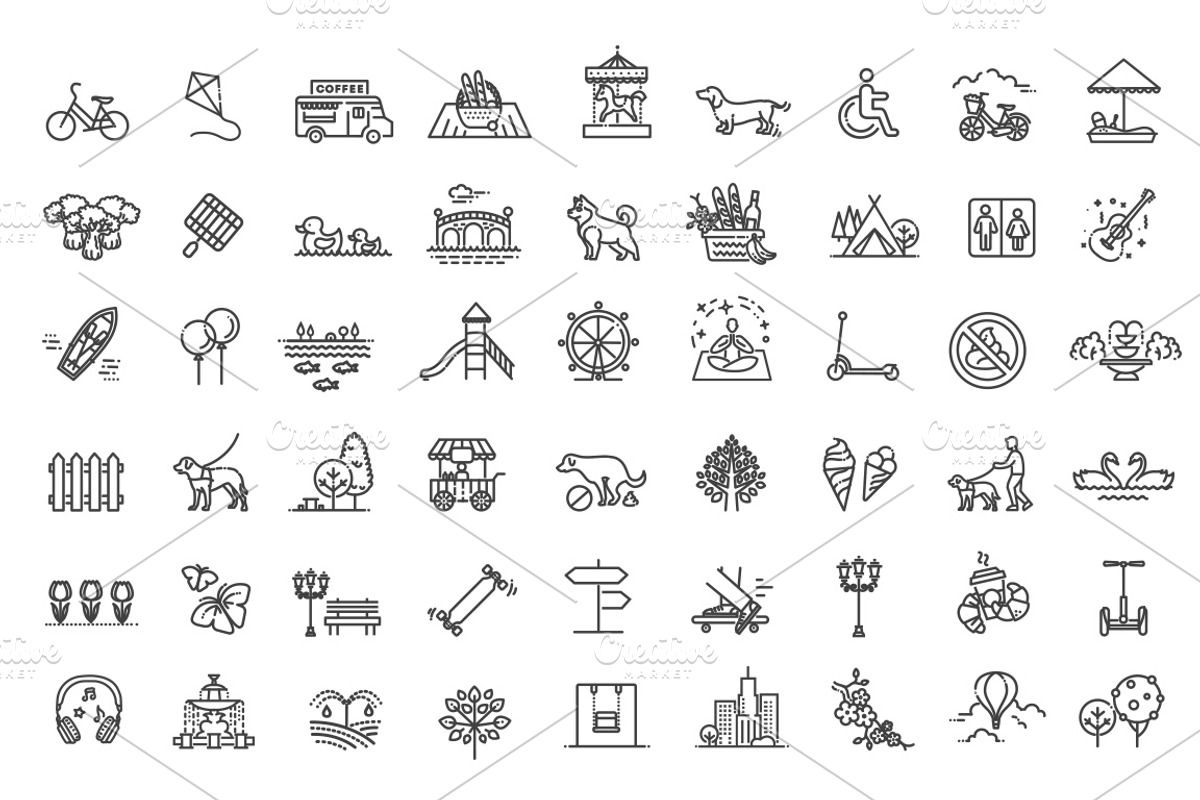 City Park icons set, an Outline Icon by Tettygreen (Photo 1 of 2)