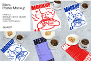 Posters and Menu Mockup, a Mockup by Quirko (Thumbnail 1 of 6)