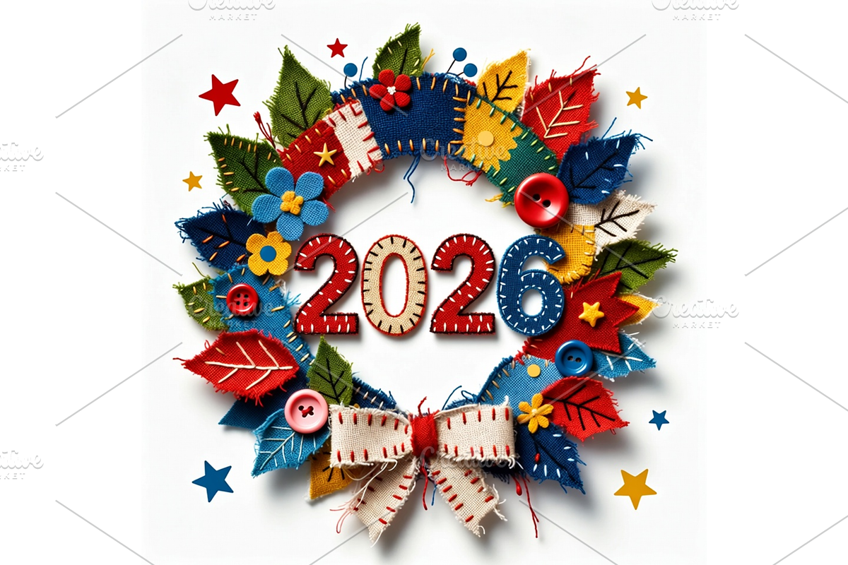 Patchwork New Year 2026 Clipart, a Decorative Illustration by Creative design (Photo 7 of 7)