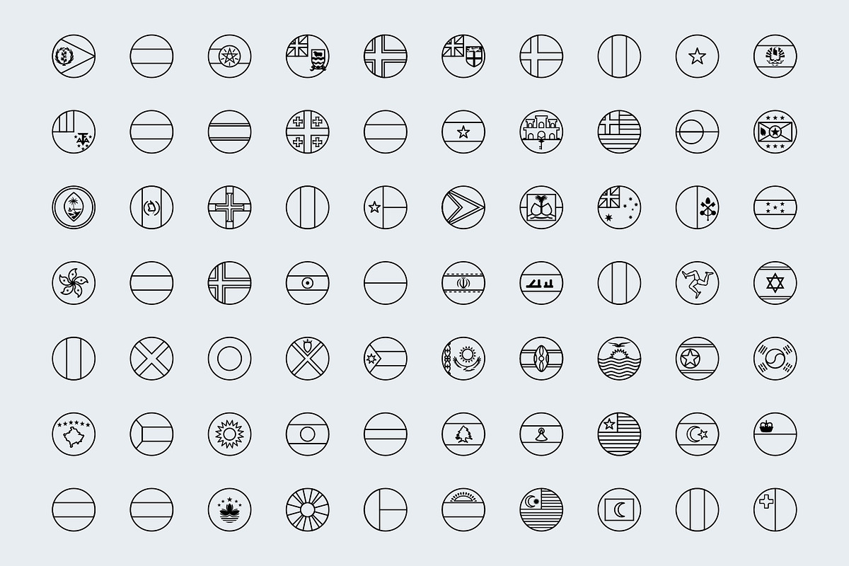 Outline circular world flags, an Outline Icon by Xinh Studio (Photo 2 of 4)