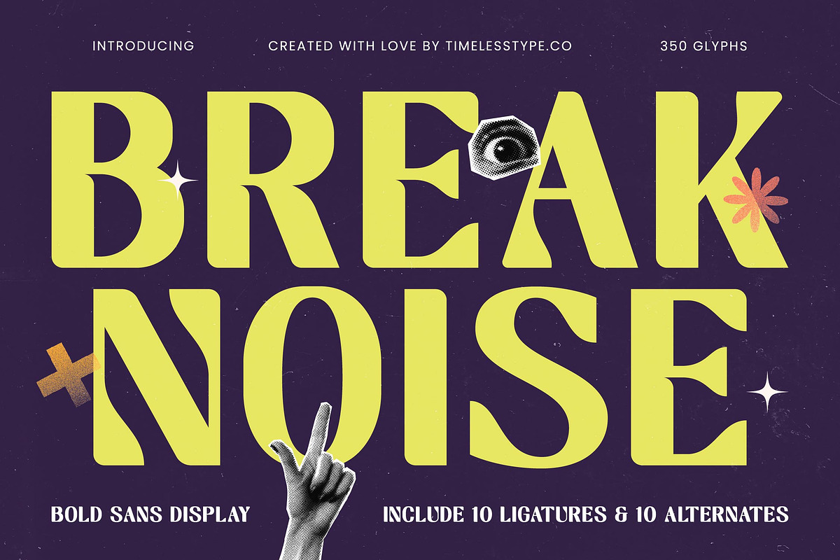 Break Noise Bold Sans Display, a Sans Serif Font by timelesstype.co (Photo 1 of 20)