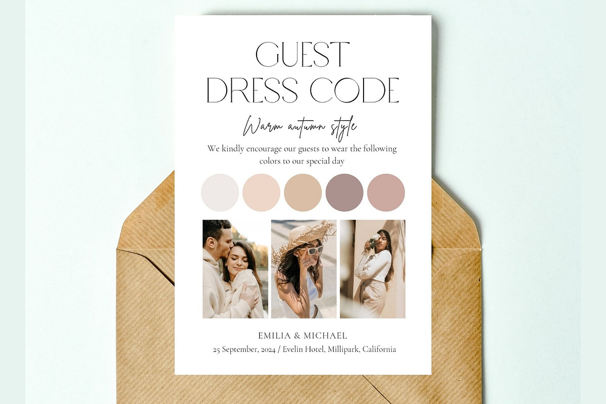Guest dresscode with photo card, a Stationery Template by EvaTemplates (Photo 6 of 7)