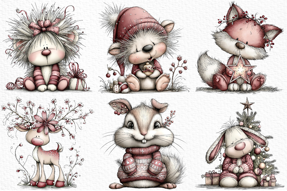 Whimsical Woodland Christmas Animals, an Illustration by Craft Nest (Photo 2 of 6)