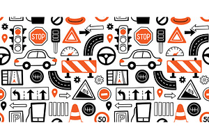 Drive symbols seamless pattern