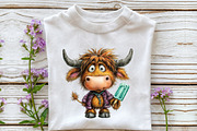 Summer Funny Highland Cow Clipart, an Illustration by OK Design (Thumbnail 5 of 6)