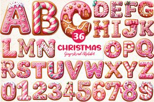 Pink Christmas Gingerbread Alphabet, an Illustration by CreationArt